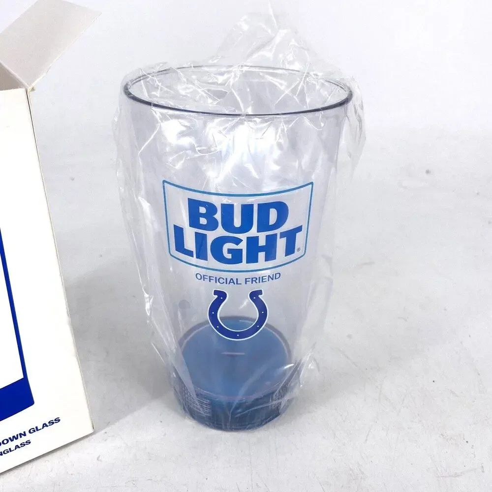Bud Light Touchdown Glass Plastic Pint Indianapolis Colts Light Up Tumbler